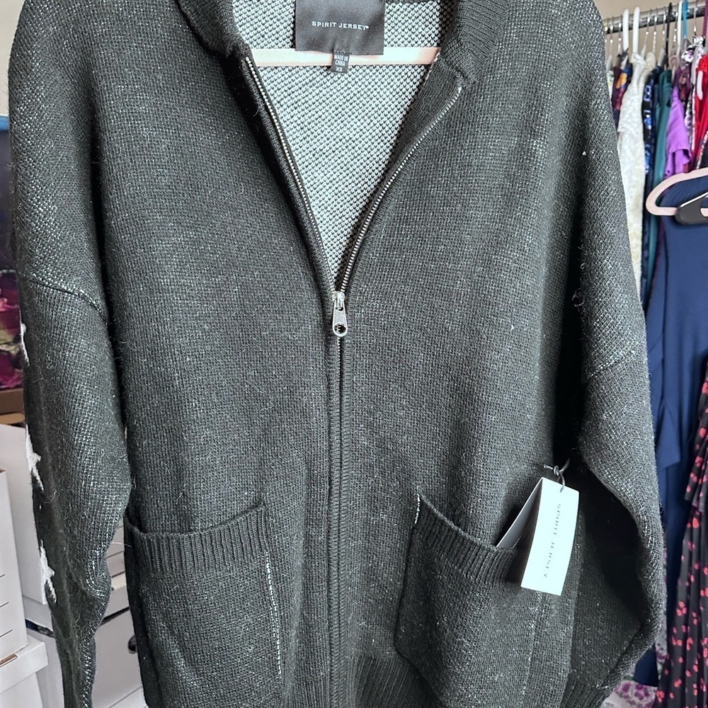 Spirit Jersey Far Out Wool Blend Cardigan NWT. Oversized XS. - Picture 14 of 15